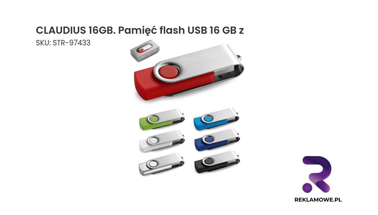 CLAUDIUS 16GB. Pamięć flash USB 16 GB z metalowym klipsem CLAUDIUS 16GB Pamięć flash USB 16 GB