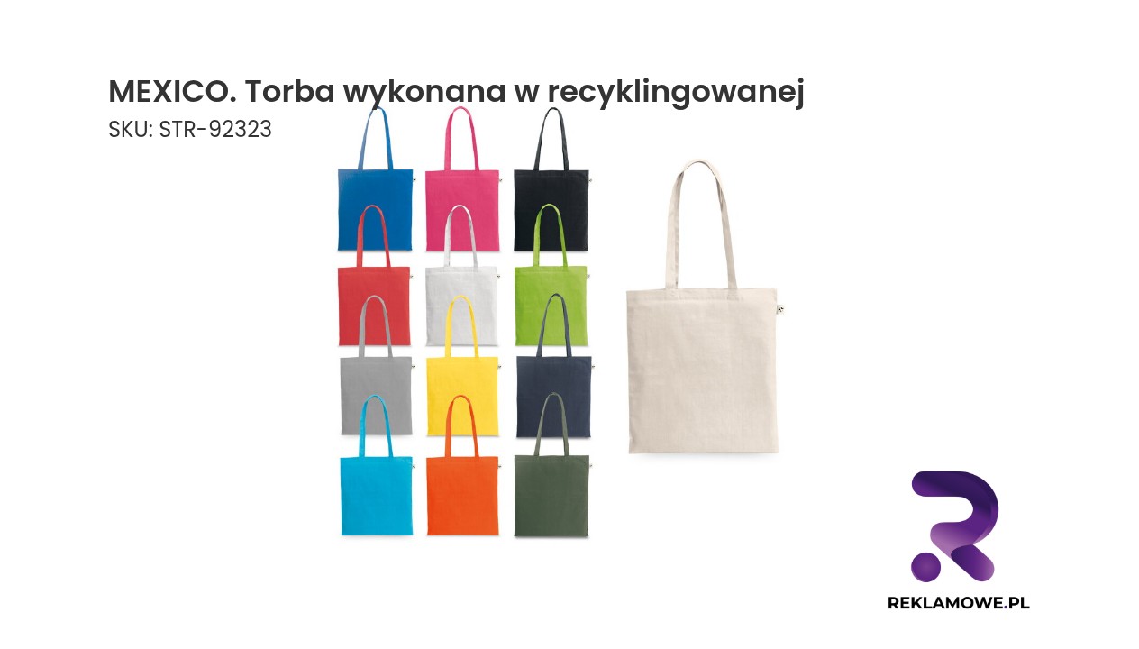 MEXICO. Torba wykonana w recyklingowanej bawełny (70%) i w poliestru (30% rPET) (150 g/m²) MEXICO – torba wykonana z materiałów recyklingowanych
